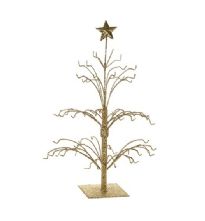 SMALL GOLD GLITTER METAL TREE ORNAMENT